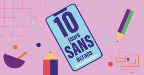 Visuel avec un téléphone et des illustrations d'activités